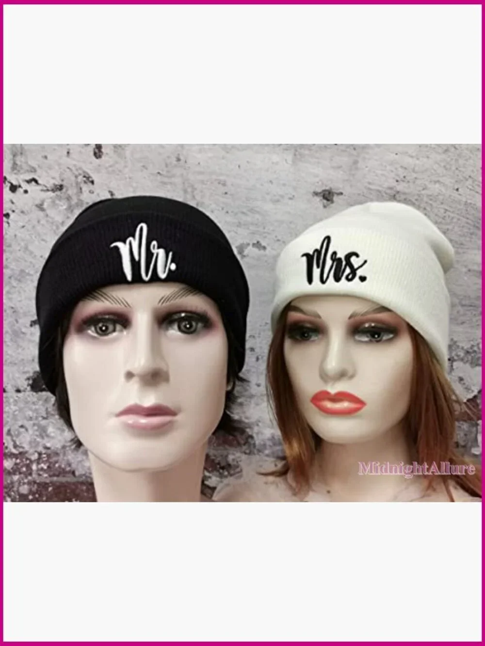 Mr and Mrs Beanie Hats Set Knit Winter Couple Beanie Unisex